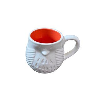 Homestead International 3D Ceramic Owl Mug White  Orange Interior 14oz